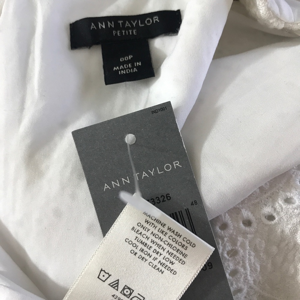 NWT White Eyelet Fit & Flare Dress Size 00P - Picture 8 of 8